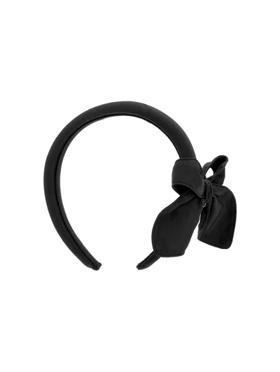 Monnalisa Babies'   Op Satin Bow Headband In Black