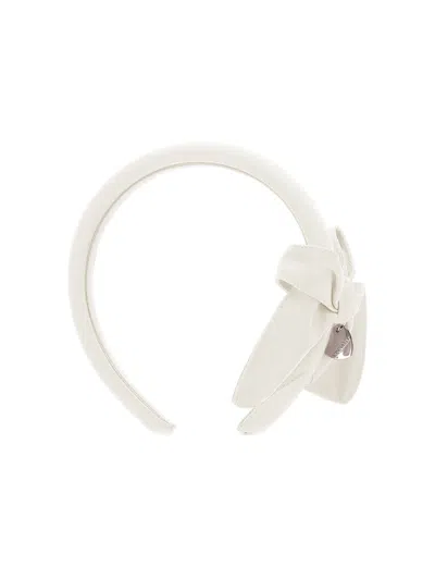 Monnalisa Babies'   Op Satin Bow Headband In White