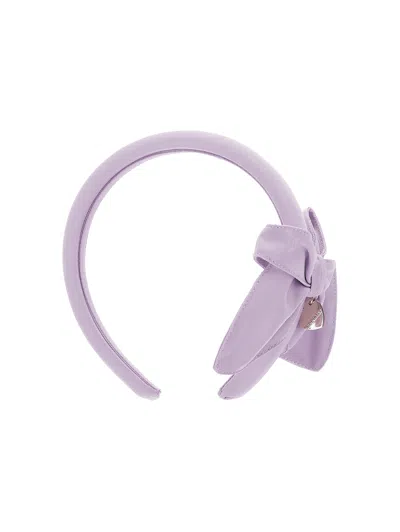 Monnalisa Kids' Op Satin-schleifen-haarband In Purple