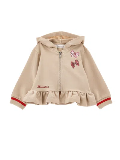 Monnalisa Babies' Offenes Kapuzenpullover Mit Strasssteinen In Neutral
