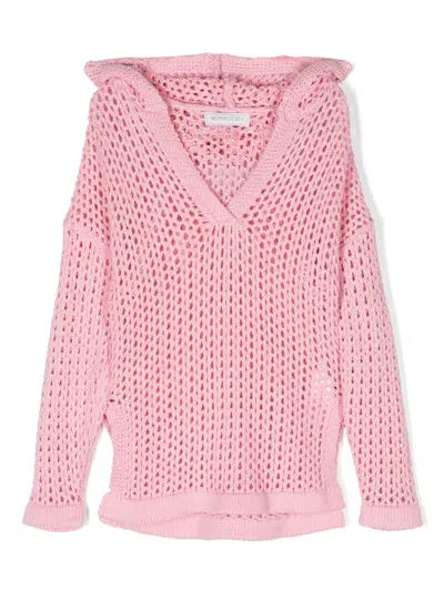 Monnalisa Kids' Open-knit Beach Cover-up In Pink