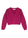 Monnalisa Open-knit Ribbed Cardigan In Red
