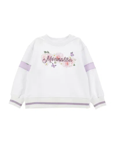 Monnalisa Kids'   Open Sweatshirt With Rhinestone Logo In White