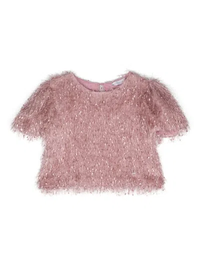 Monnalisa Kids' Open-top Fringe Jacket In Pink