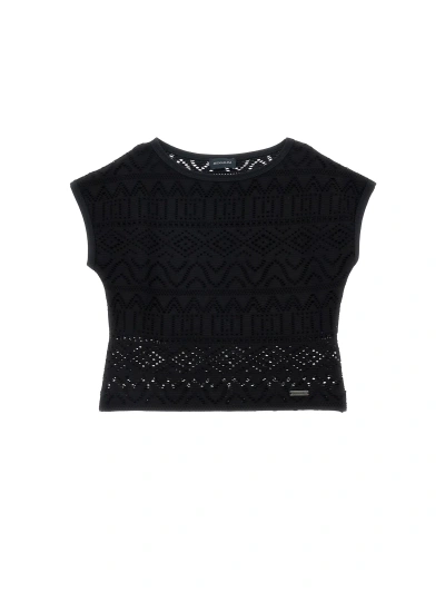Monnalisa Kids'   Openwork Jersey Top In Black