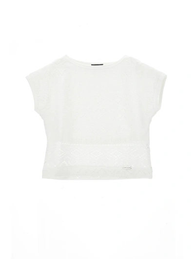 Monnalisa Kids'   Openwork Jersey Top In Cream