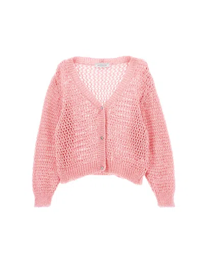 Monnalisa Kids'   Openwork Sequin Cardigan In Rosa Fairy Tale