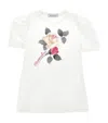 Monnalisa Organic Cotton T-shirt With Rose In White