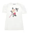 Monnalisa Organic Cotton T-shirt With Rose In White