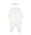 Monnalisa Organic Cotton Princess All-in-one And Headband Set In White