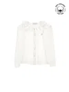 Monnalisa Organic Cotton Shirt With Elegant Collar In Cream