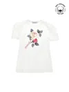 Monnalisa Organic Cotton T-shirt With Rose In Cream