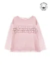 Monnalisa Organic Cotton T-shirt With Trim In Onion Couture