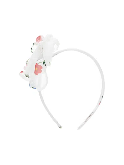 Monnalisa Kids' Organza-stirnband Mit Botanischem Print In White