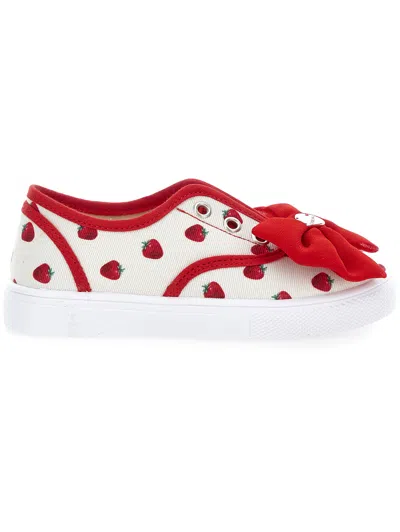 Monnalisa Ottoman Tennis Shoes In White + Red