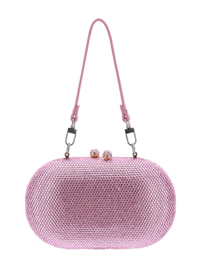 Monnalisa Kids'   Oval Rhinestone Clutch Bag In Ballerina Pink