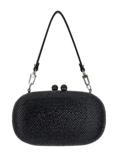 Monnalisa Kids'   Oval Rhinestone Clutch Bag In Black