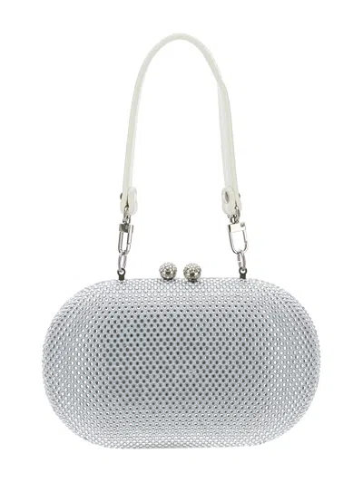 Monnalisa Kids'   Oval Rhinestone Clutch Bag In White