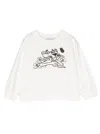 Monnalisa Panther Printed Cotton Blend Sweatshirt In Cream