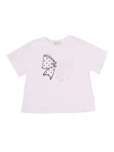 Monnalisa Over Tee Fiocco Jersey Di In White