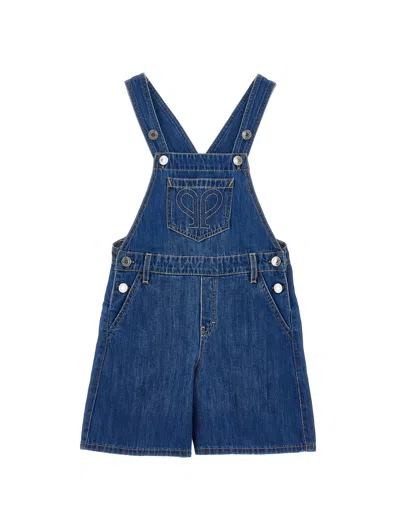 Monnalisa Kids' Overall Mit Stickerei Vorne In Blue