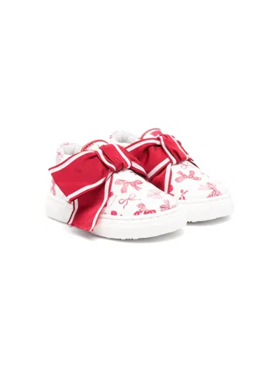 Monnalisa Babies' Oversize-bow Sneakers In White