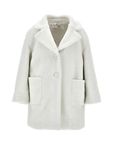Monnalisa Kids'   Oversize Heart Coat In Cloth In Cream