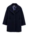 Monnalisa Oversize Heart Coat In Cloth In Navy Blue