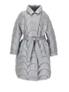 Monnalisa Oversize Quilted Coat In Grey