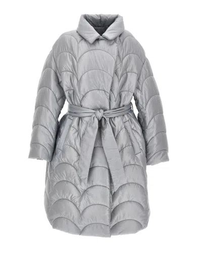 Monnalisa Kids'   Oversize Quilted Coat In Grey