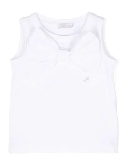 Monnalisa Kids' Oversized-bow Sleeveless Top In White