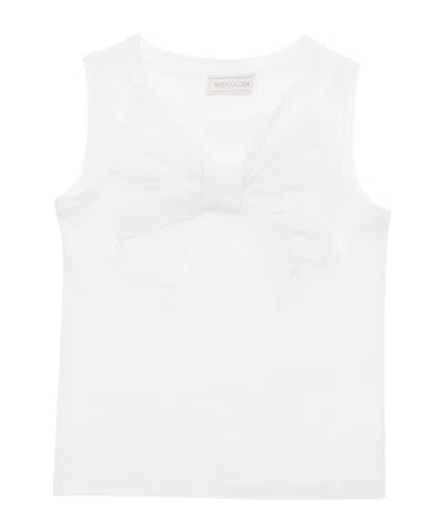 Monnalisa Oversized-bow Sleeveless Top In White