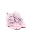 Monnalisa Oversized-bows Leather Boots In Pink