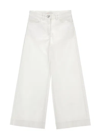 Monnalisa Kids'   Oversized Five-pocket Jeans In Cream