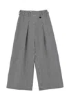 Monnalisa Oversized Striped Fabric Trousers In White + Black