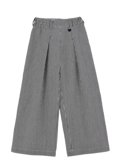 Monnalisa Kids'   Oversized Striped Fabric Trousers In White + Black