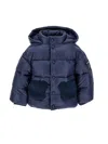 Monnalisa Padded Down Jacket With Plush In Navy Blue