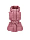 Monnalisa Padded Gilet With Ribbon Belt In Blush Pink