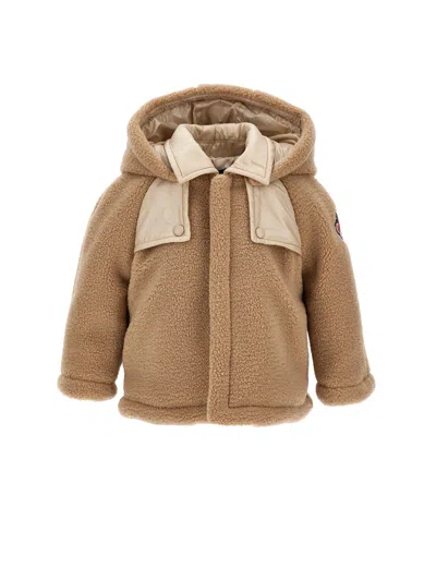 Monnalisa Kids'   Padded Plush Peacoat In Light Brown