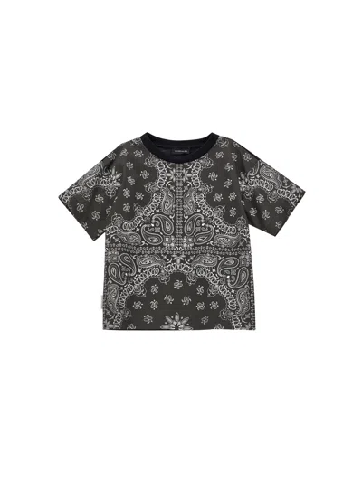 Monnalisa Kids'   Paisley Cotton T-shirt In Charcoal Grey
