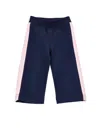 Monnalisa Palazzo Fleece Trousers In Navy Blue + Pink