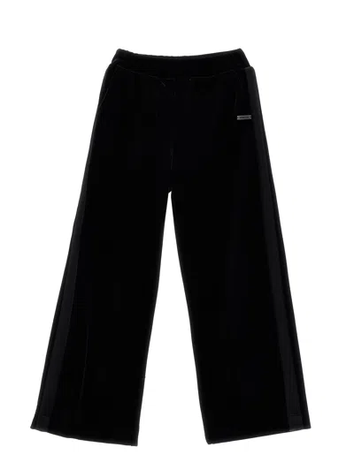 Monnalisa Kids' Velvet Track Pants In Black