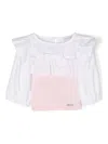 Monnalisa Panelled Ruffled Blouse In Pink
