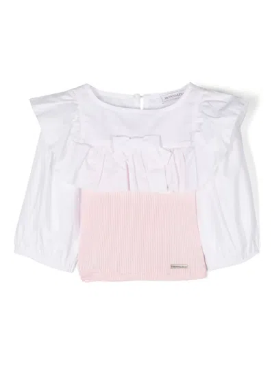 Monnalisa Kids' Panelled Ruffled Blouse In Pink