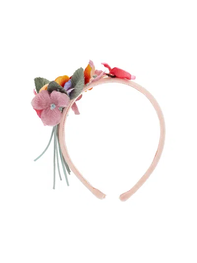Monnalisa Babies'   Pansy Velvet Headband In Pink