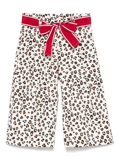 Monnalisa Kids' Pantaloni Cropped Gabardi Gabardina St.maculato In Multicolor