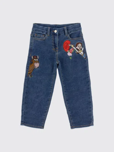 Monnalisa Pants Kids Color Denim In Blue