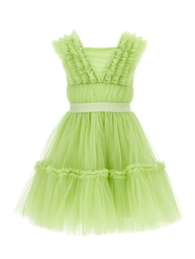 Monnalisa Party Time Tulle Dress In Evening Primerose