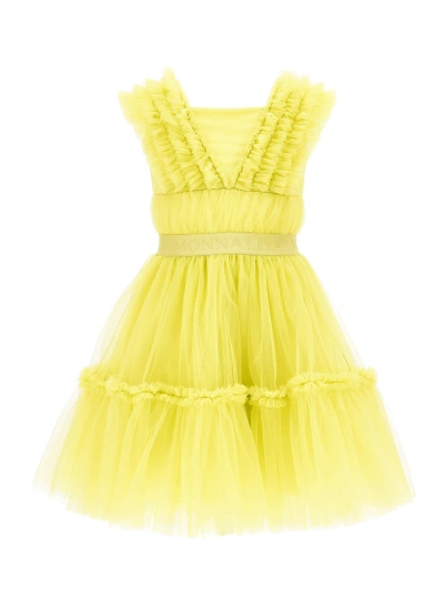 Monnalisa Kids'   Party Time Tulle Dress In Light Yellow