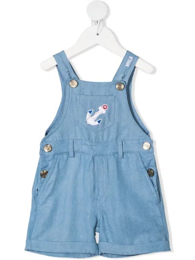 Monnalisa Babies' Patch-detail Denim Dungarees In Blue